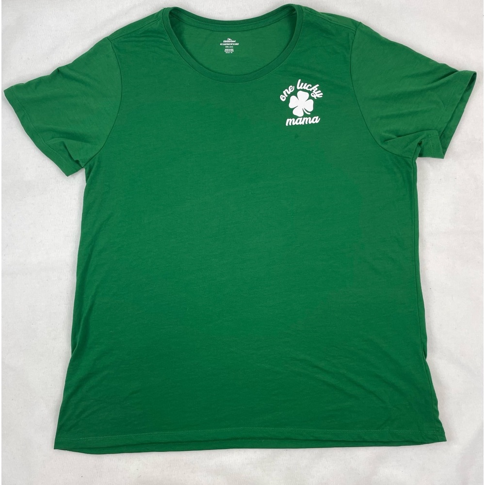 Womens Size XXL St Patrick’s Day Green One Lucky Mama Basic Tee T Shirt See Desc